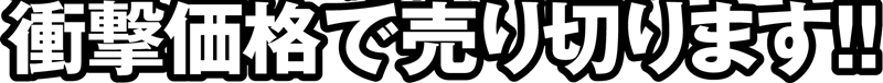 衝撃価格で売り切ります
